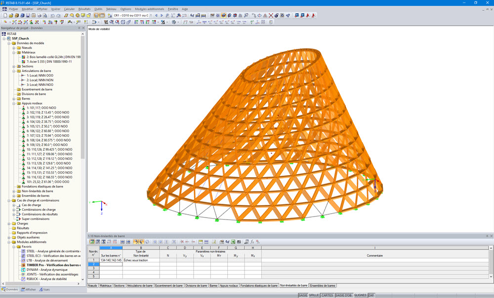 RSTAB-Modell der Pfarrkirche St. Josef in Holzkirchen (© Sailer Stepan Partner GmbH)
