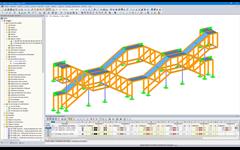 RFEM-Modell der Treppenkonstruktion aus Holzfachwerkbindern (© Josef Kolb AG)