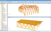 Modèle RFEM de la station amont (en haut) et de la station aval (en bas) (© Indermühle Bauingenieure)