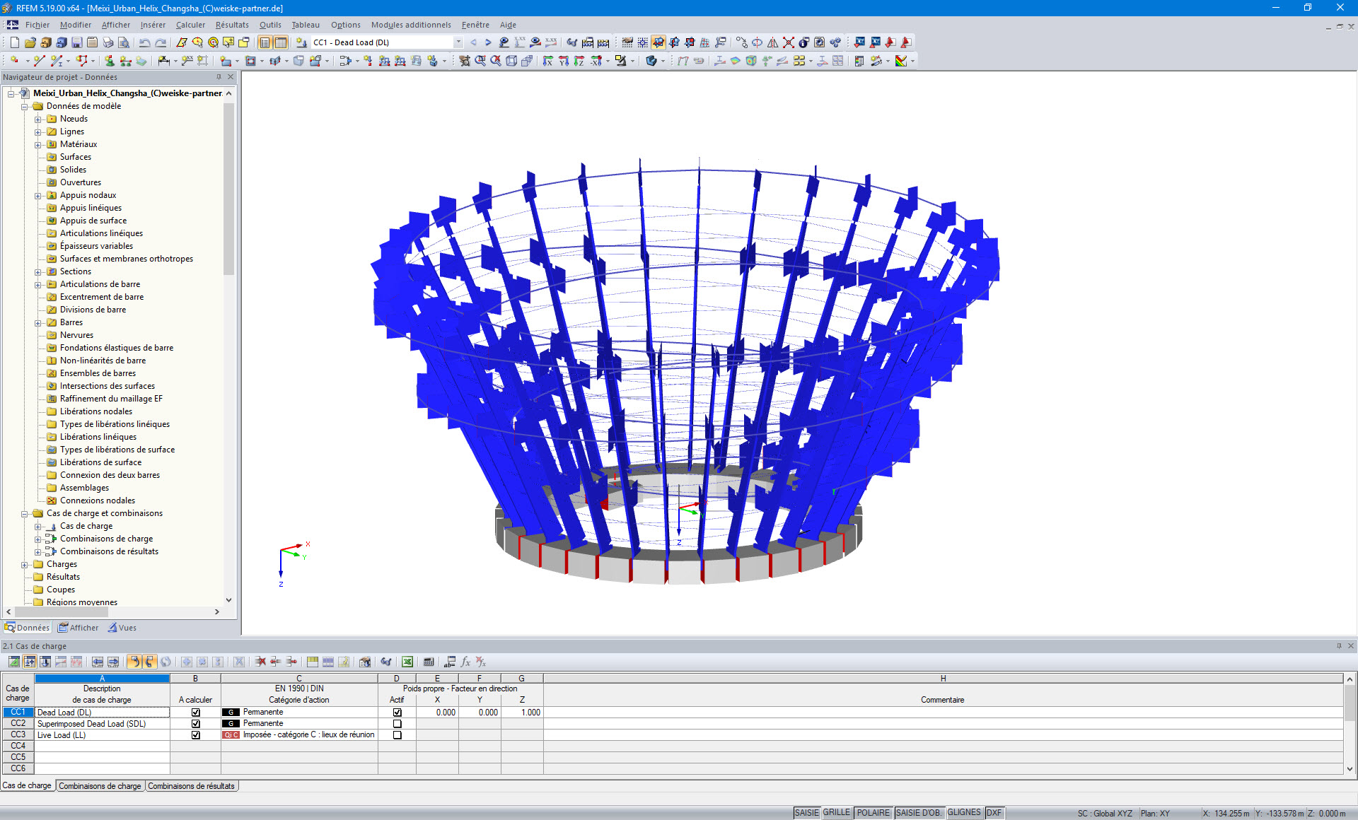 Modell der Meixi Urban Helix, Changsha in RFEM (© Weiske + Partner GmbH)