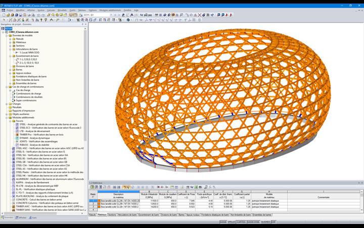 Modèle 3D de l'Auditorium de la CIMU de l'Île Seguin dans RSTAB (© sblumer ZT GmbH)