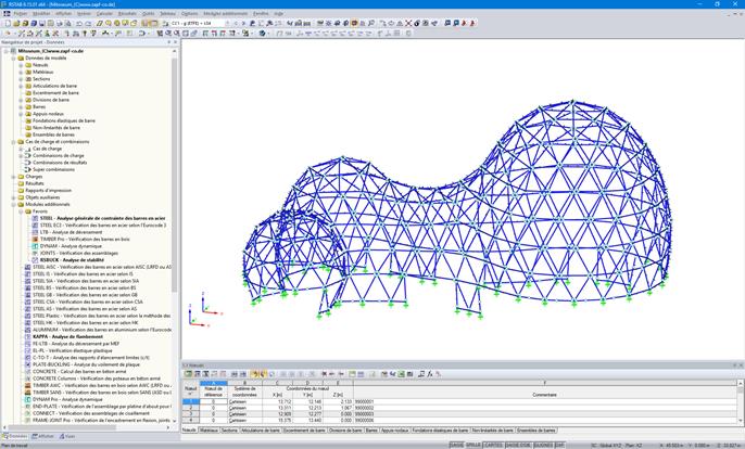 Modèle 3D du bâtiment d'accueil dans RSTAB (© zapf & co.)