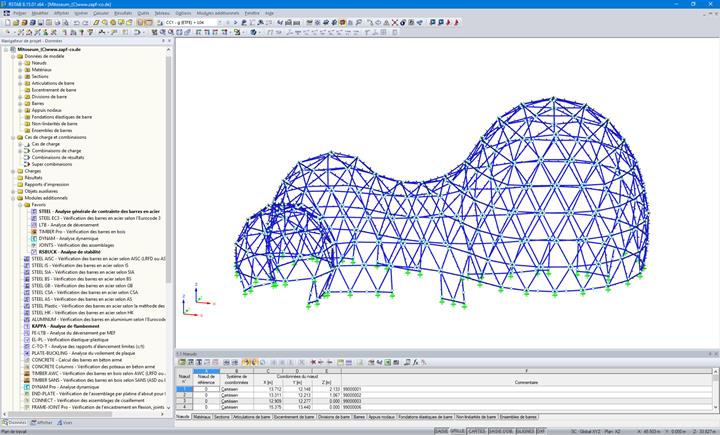 Modèle 3D du bâtiment d'accueil dans RSTAB (© zapf & co.)