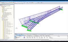 Modèle 3D d'une passerelle piétonne dans RSTAB (© Konstrukt: ING GmbH)