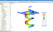 Modèle RFEM de l'escalier en colimaçon avec déformations affichées (© Vic Obdam Staalbouw BV)