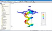 Modèle RFEM de l'escalier en colimaçon avec déformations affichées (© Vic Obdam Staalbouw BV)