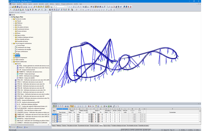Modèle RSTAB des montagnes russes « Dynamite » (© Weiß Beratende Ingenieure)