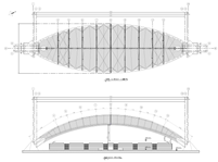 Plan avec vue du dessus (en haut) et coupe transversale du toit (en bas, © FHS Ingeniería Estructural Ltda.)