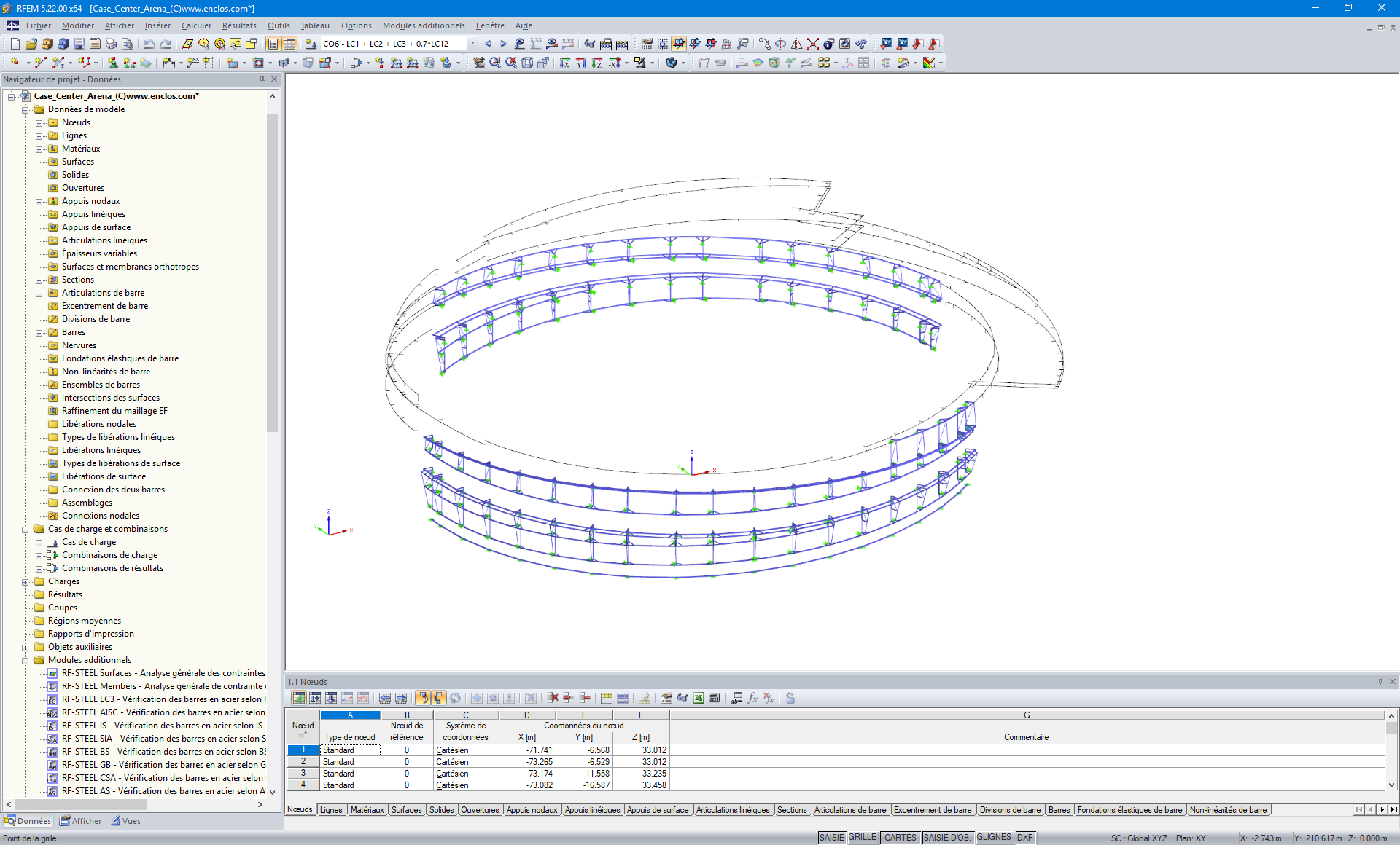 Structure porteuse de la façade dans RFEM (© Enclos Corp.)