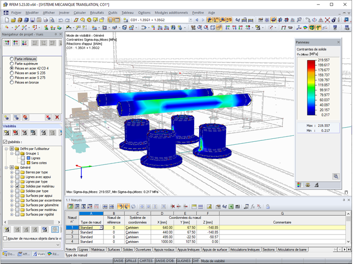 Fixation des consoles et Contraintes des rouleaux de Von Mises (© AGICEA)