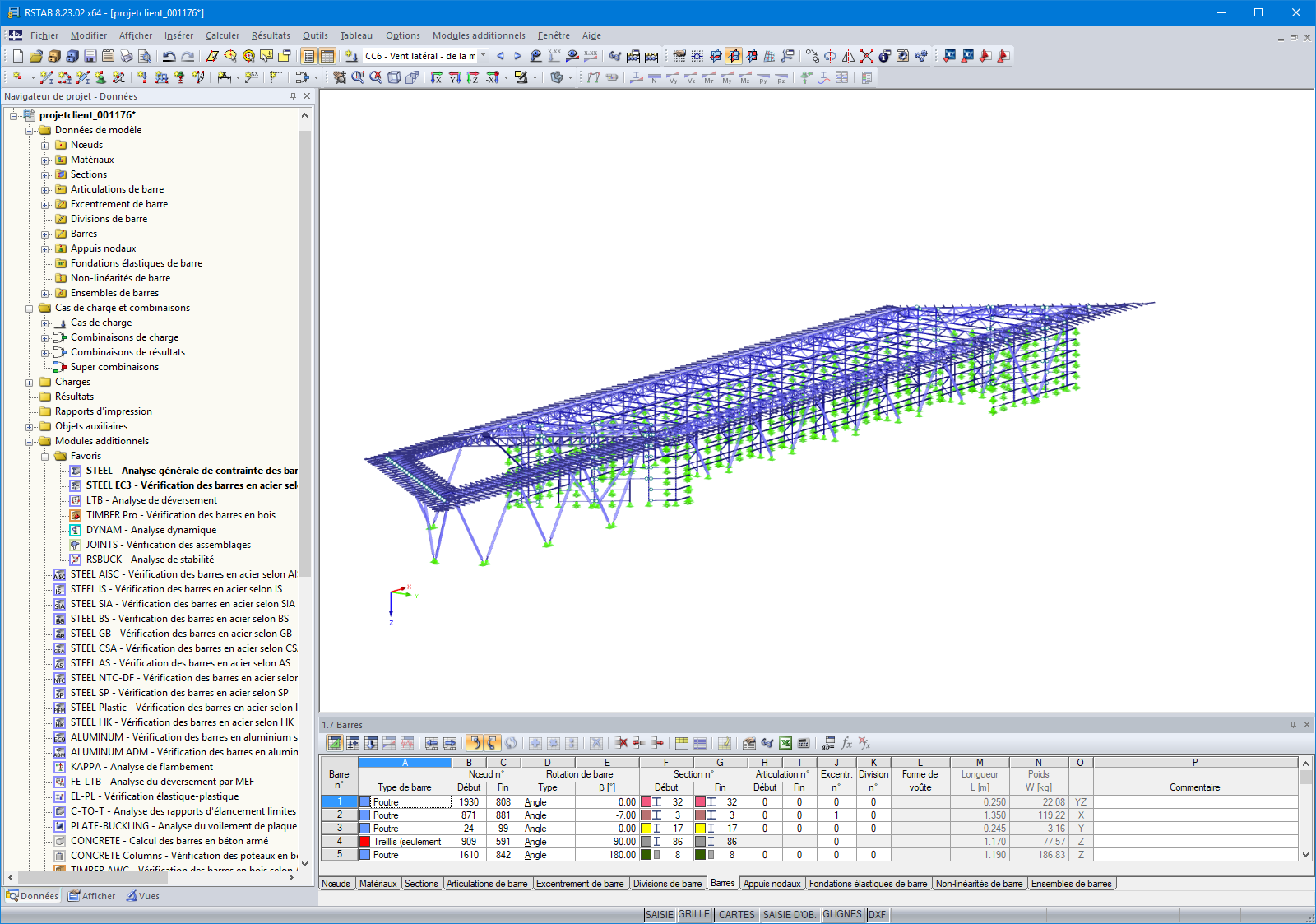 Terminal de manutention | Projet client planifié avec RSTAB