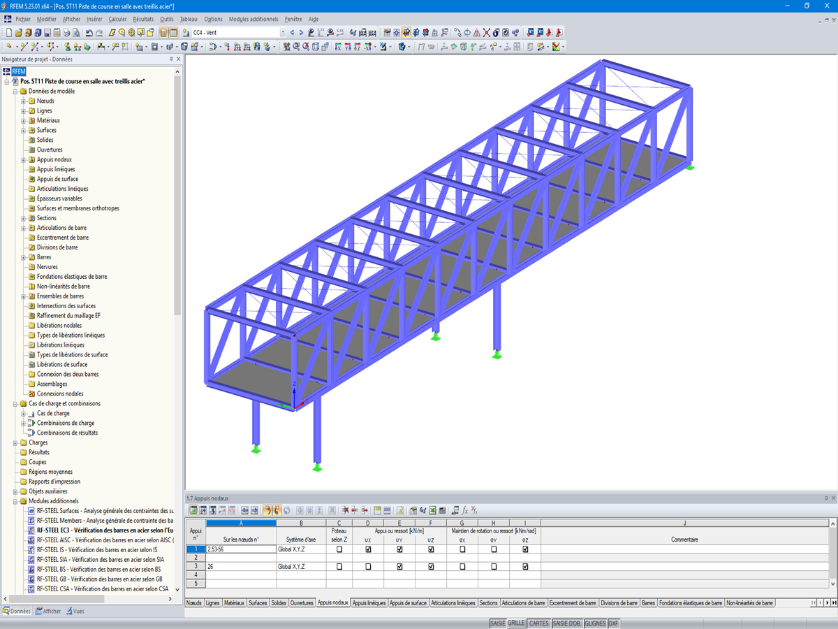 Structure des treillis de la piste de course dans RFEM (© Statik Breinbauer)