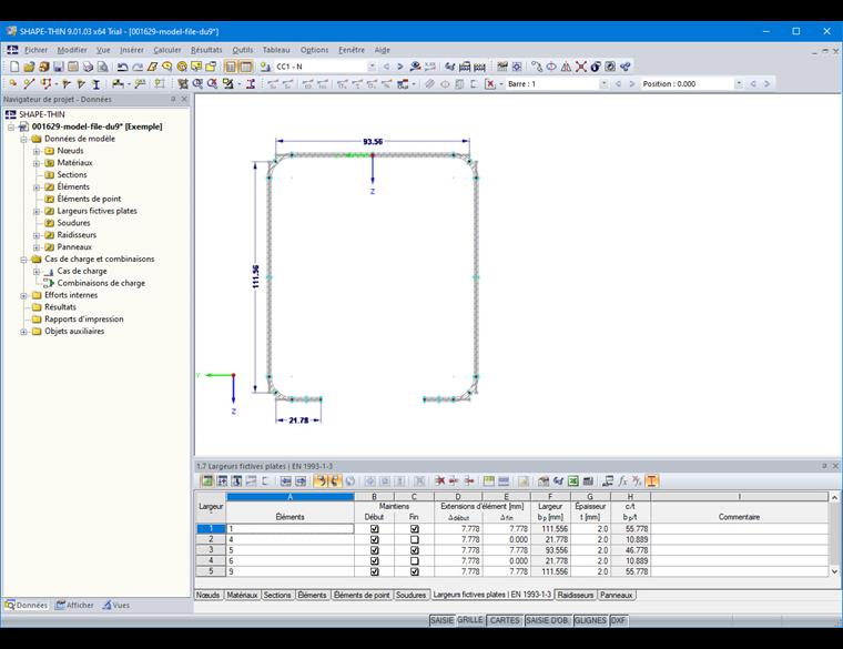 Tableau 1.7 Largeurs fictives plates | EN 1993-1-3