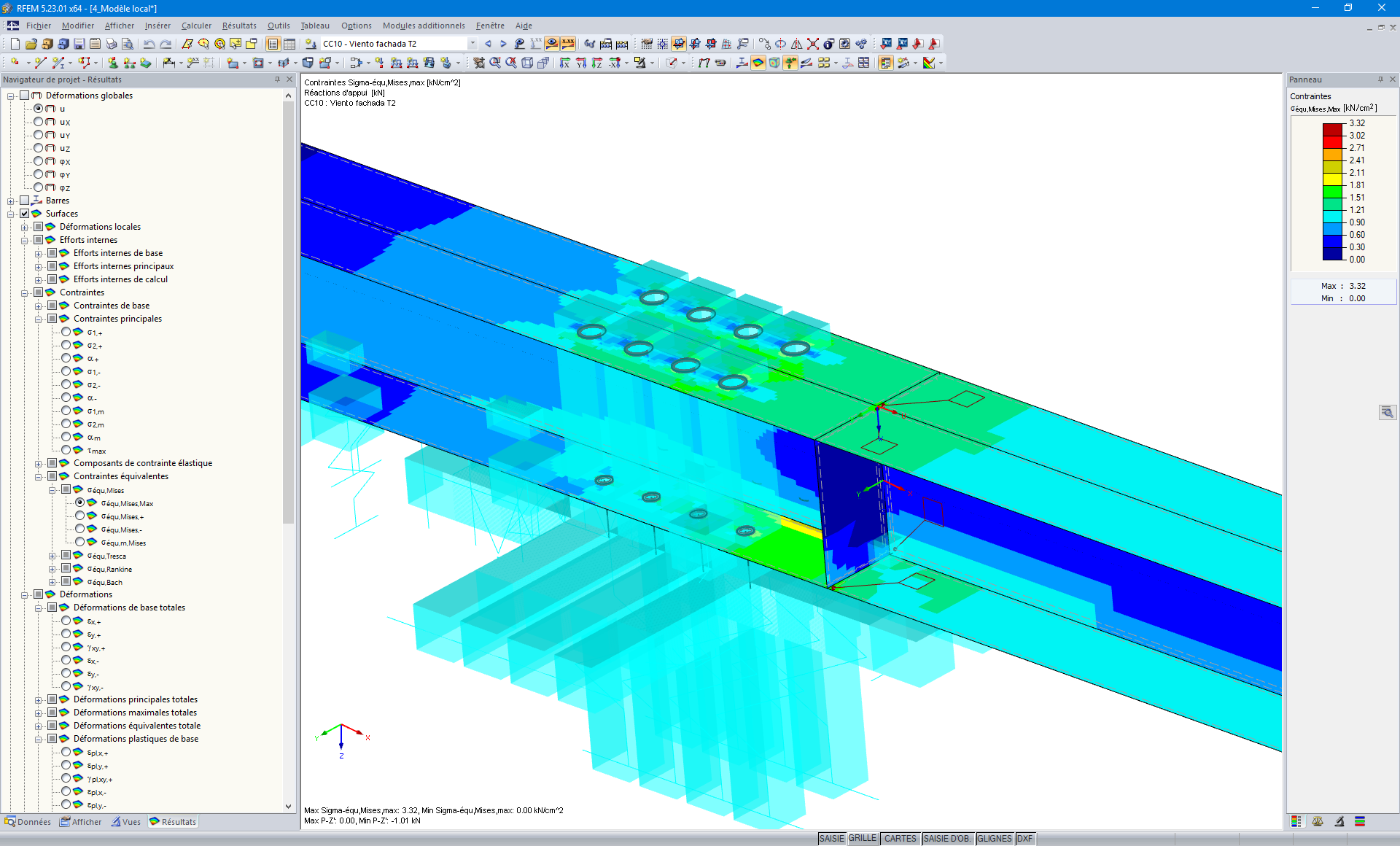 Modèle RFEM d'assemblage acier-bois entre des poutres (© Maderas Besteiro)
