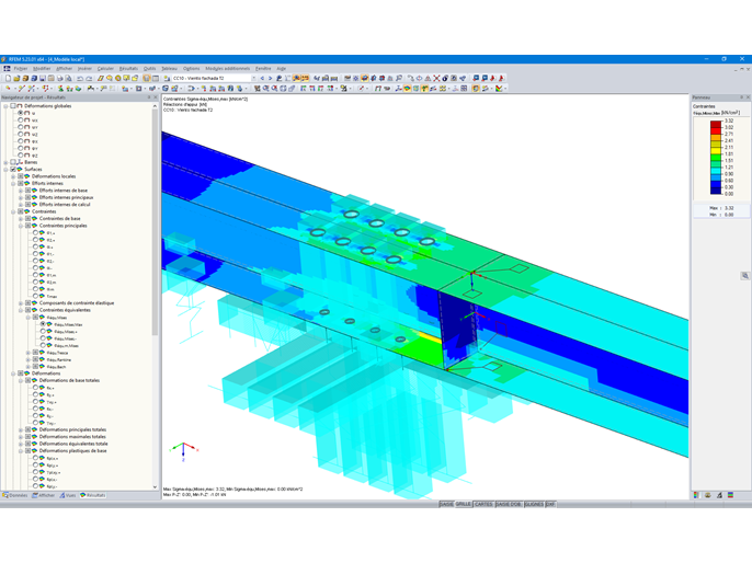 Modèle RFEM d'assemblage acier-bois entre des poutres (© Maderas Besteiro)