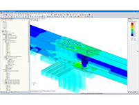 Modèle RFEM d'assemblage acier-bois entre des poutres (© Maderas Besteiro)