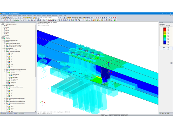Modèle RFEM d'assemblage acier-bois entre des poutres (© Maderas Besteiro)