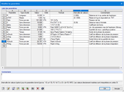 Liste des paramètres