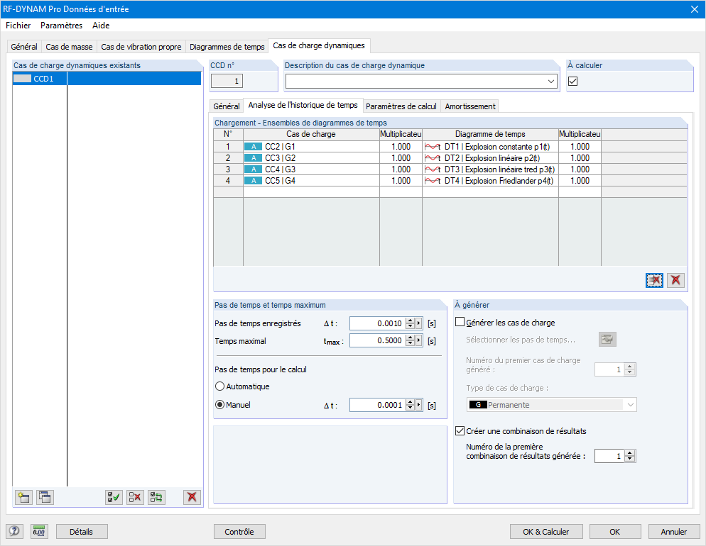 Cas de charge dynamique : ensembles de diagrammes de temps