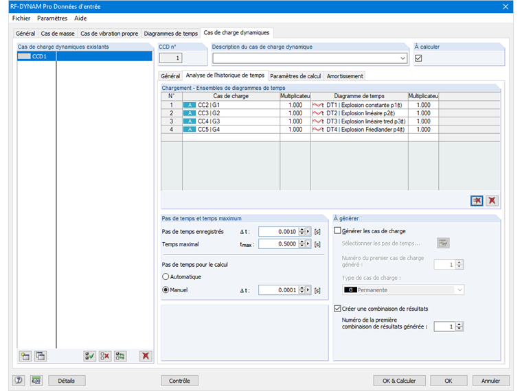 Cas de charge dynamique : ensembles de diagrammes de temps