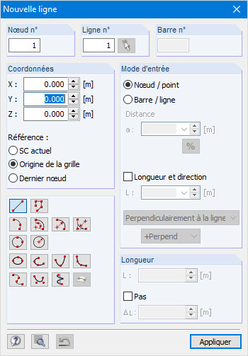 Boîte de dialogue « Nouvelle ligne »