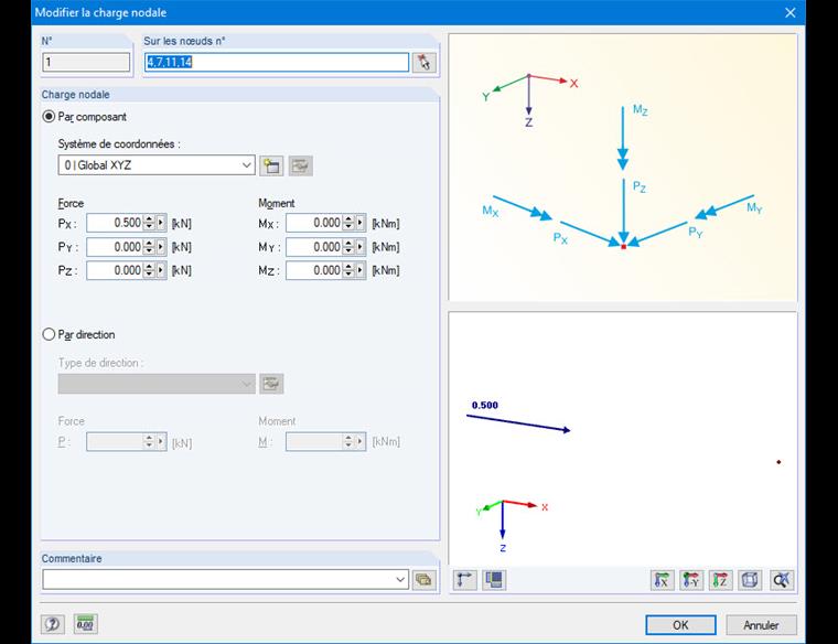 Boîte de dialogue « Modifier la charge nodale »