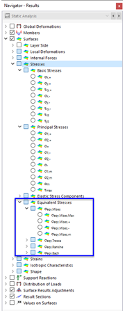 Contraintes équivalentes des surfaces