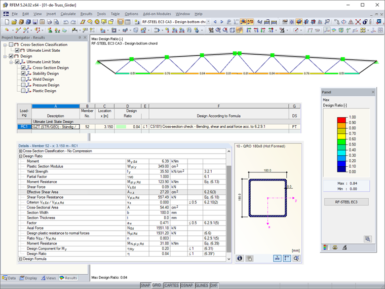 Vérification de la section de la membrure inférieure