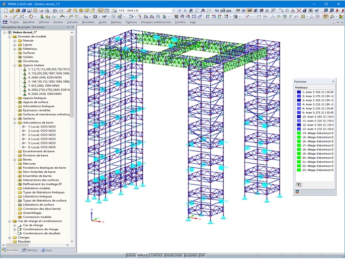 Modèle 3D de la structure de l'échafaudage dans RFEM (© PlusEight System AB)