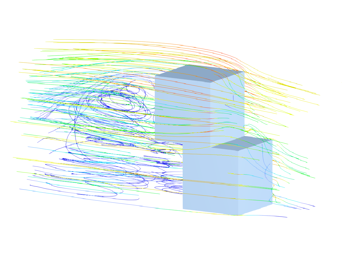 Bâtiment dans une soufflerie