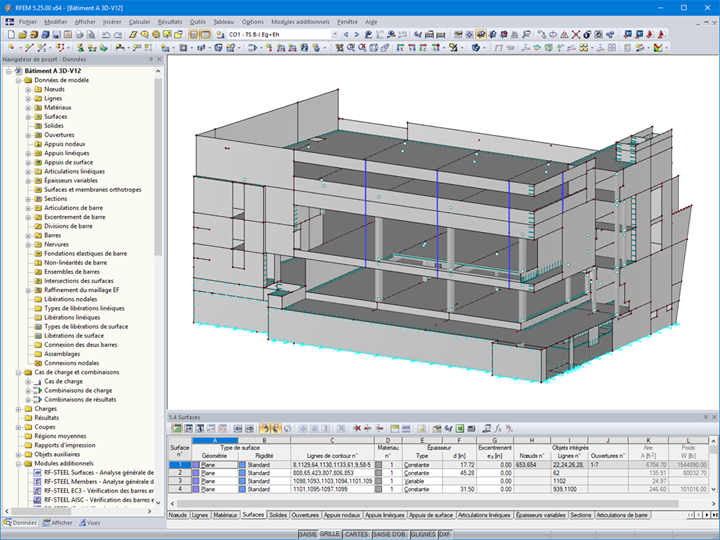Modèle du bâtiment A du complexe dans RFEM (© Dipl.-Ing.Rainer Zangerle)