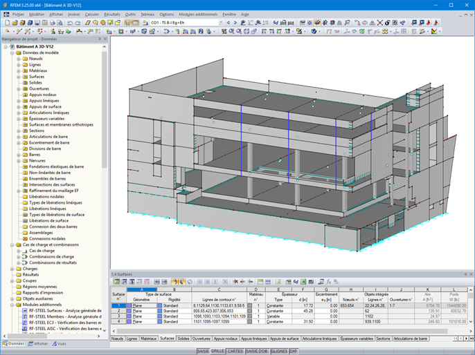 Modèle du bâtiment A du complexe dans RFEM (© Dipl.-Ing.Rainer Zangerle)