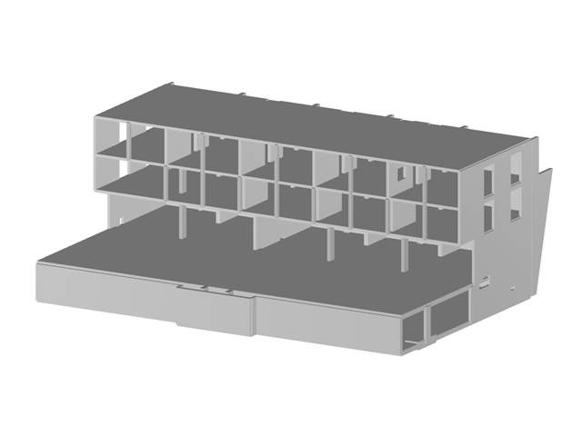 Modèle du bâtiment B du complexe dans RFEM (© Dipl.-Ing.Rainer Zangerle)