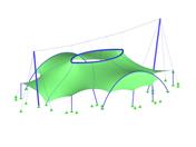 Toiture à membrane avec ouverture circulaire
