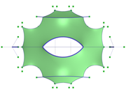 Toiture à membrane avec ouverture circulaire, vue directionnelle sur l'axe Z