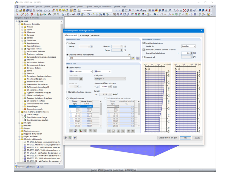 Paramètres du vent dans l’interface avec RWIND Simulation
