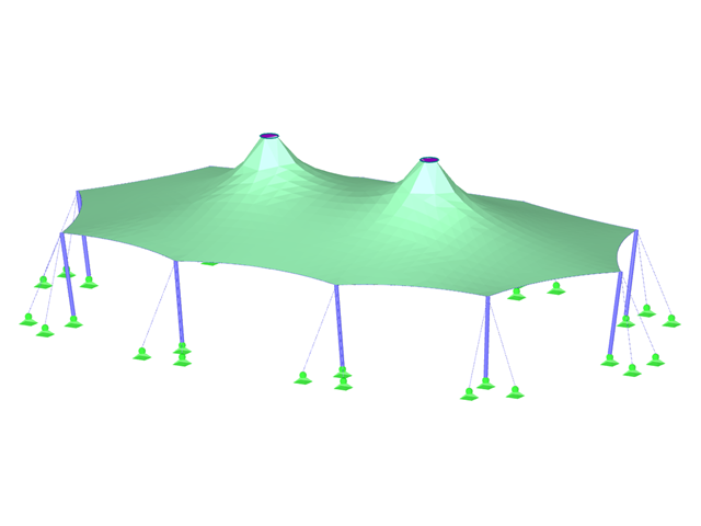 Toiture de tente avec deux extrémités de cône
