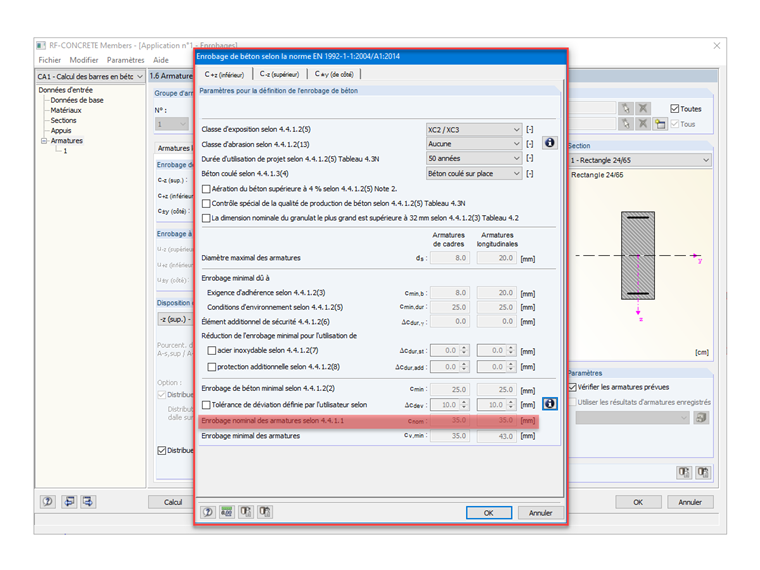 Enrobage de béton selon la norme EN 1992-1-1:2004/A1:2014