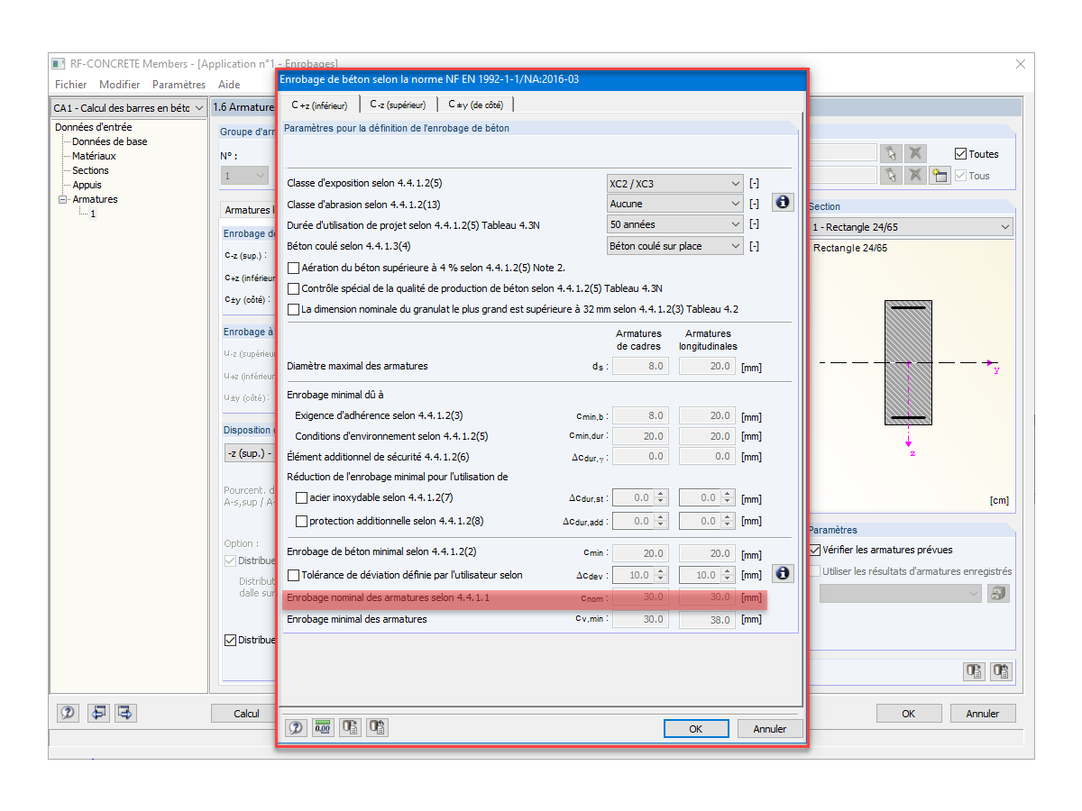 Enrobage de béton selon la norme EN 1992-1-1/NA:2016-03