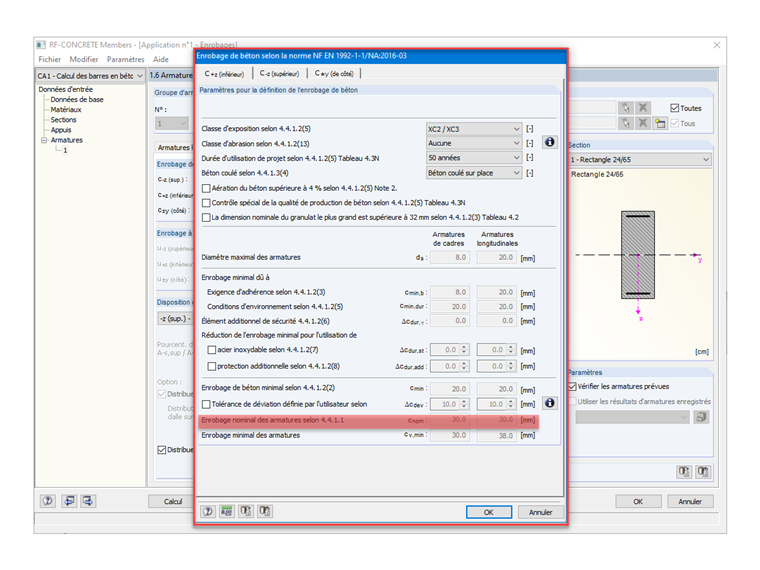 Enrobage de béton selon la norme EN 1992-1-1/NA:2016-03