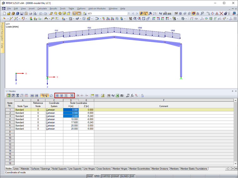 Fonctions de sélection dans la barre d'outils du tableau