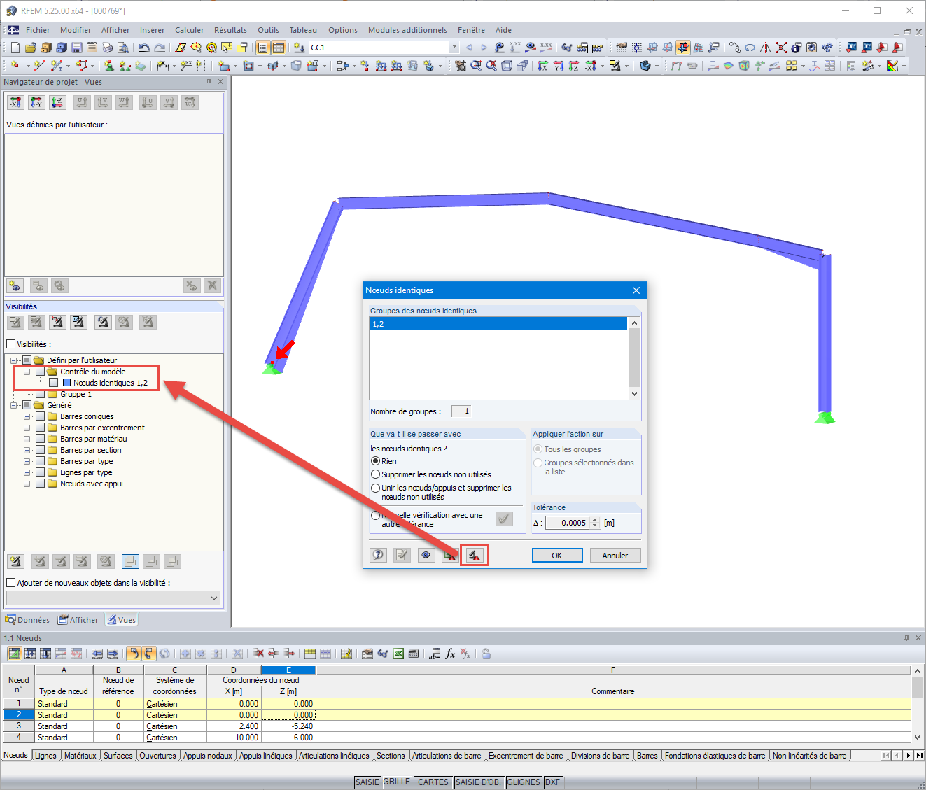 Visibilité du contrôle du modèle