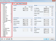 Boîte de dialogue Unités et décimales