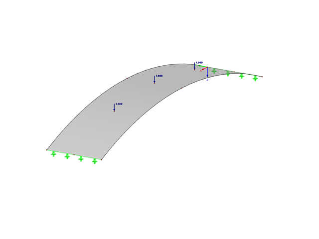 Surface courbe avec charges concentrées