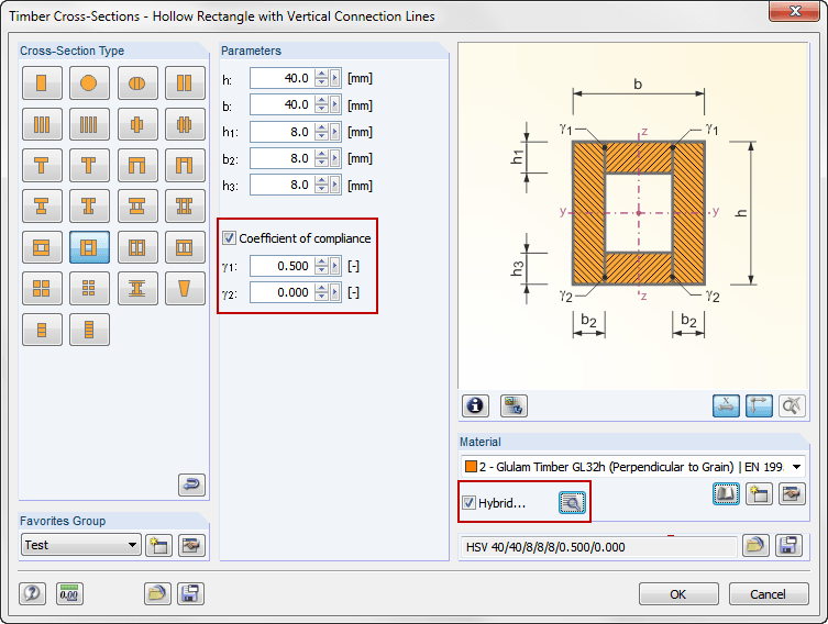 Sections en bois composées