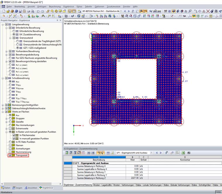 RF-CONCRETE Surfaces - Résultats sur les points de grille