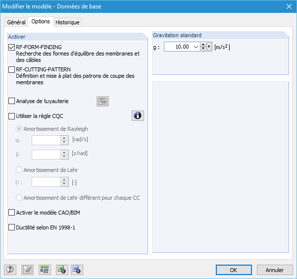 Activation de RF-FORM-FINDING