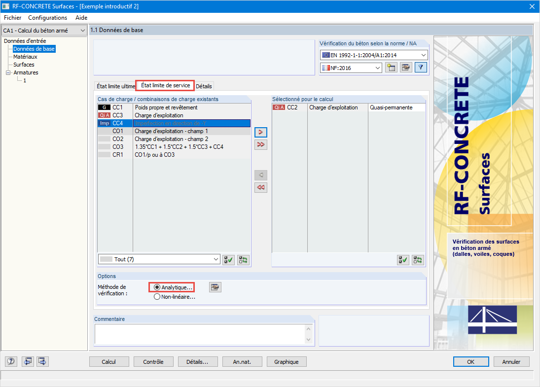 Onglet Serviceabilité