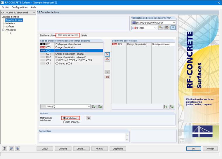Onglet Serviceabilité