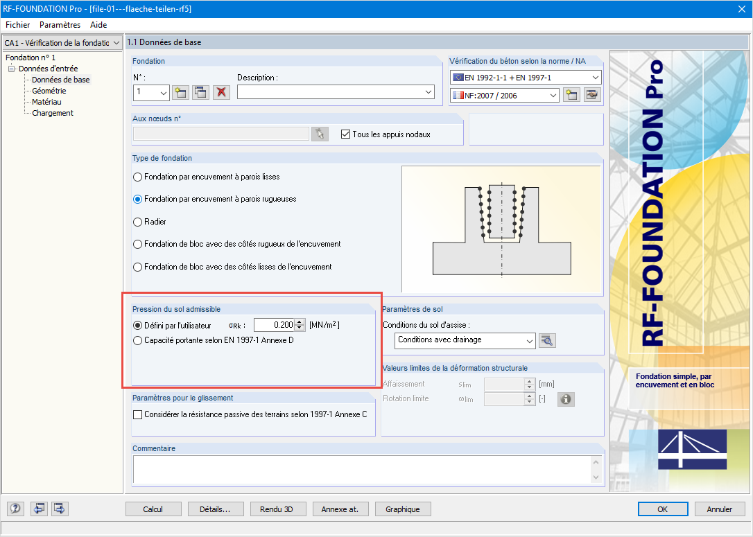 Pression du sol admissible